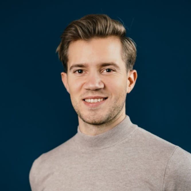 Man on blue background