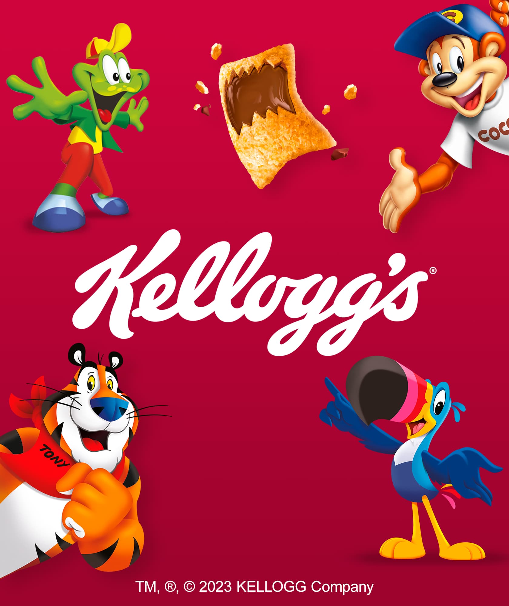 Animal caricatures on red background