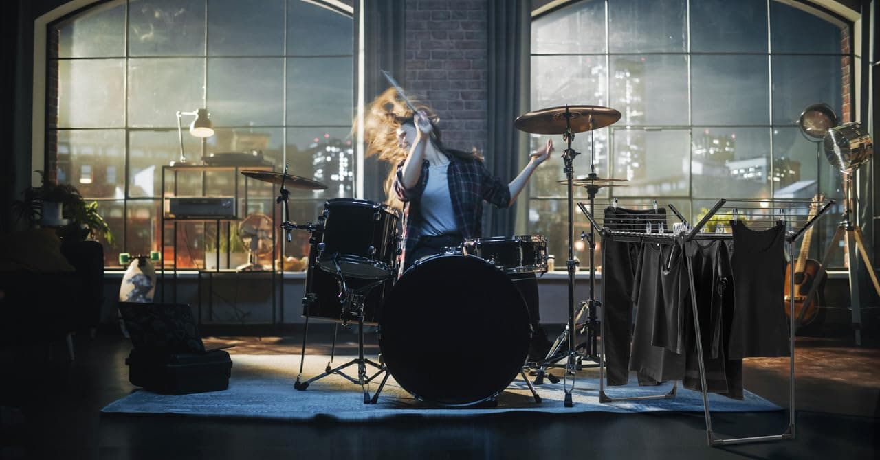 Man playing the drums