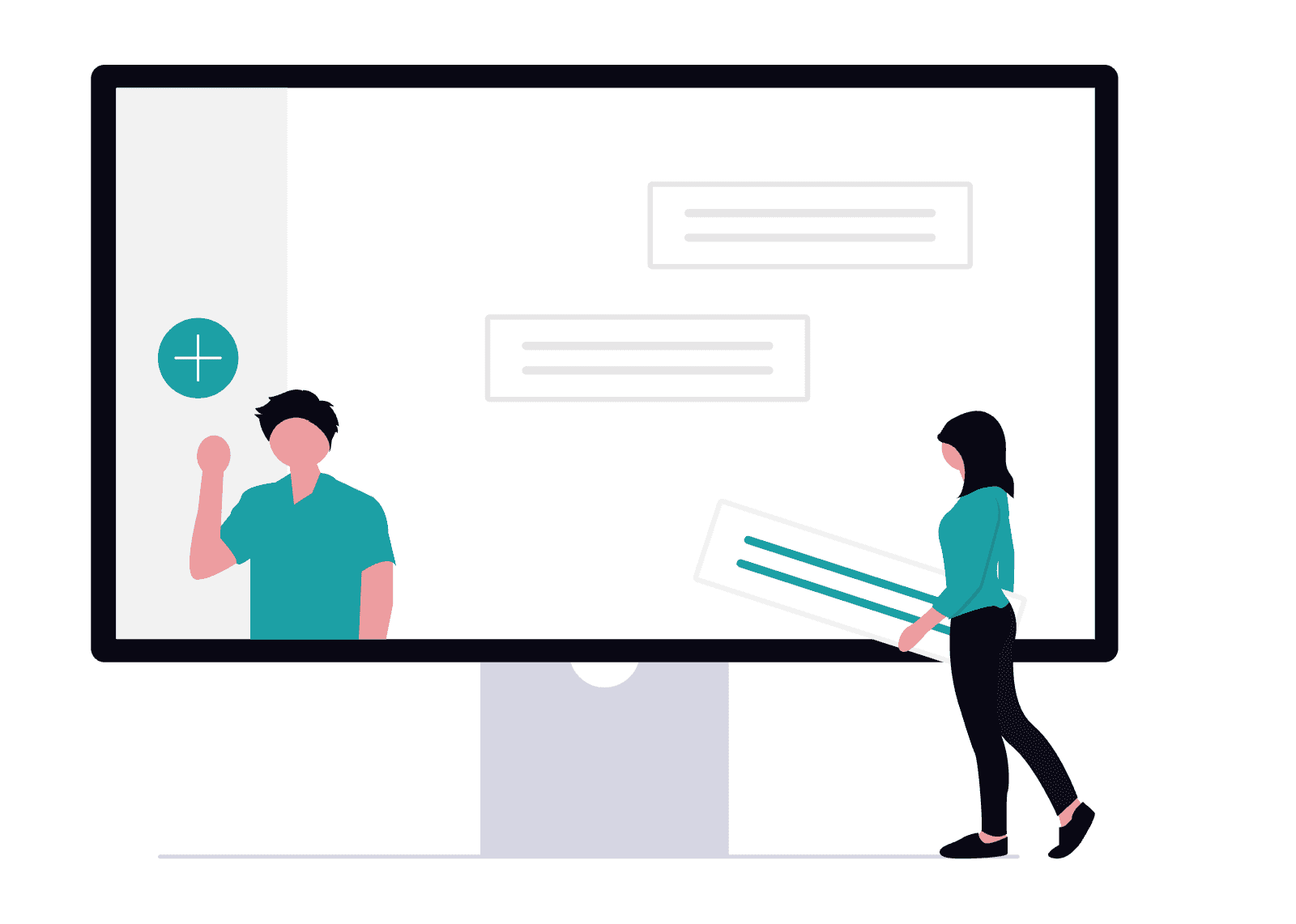 Illustration of people building a website