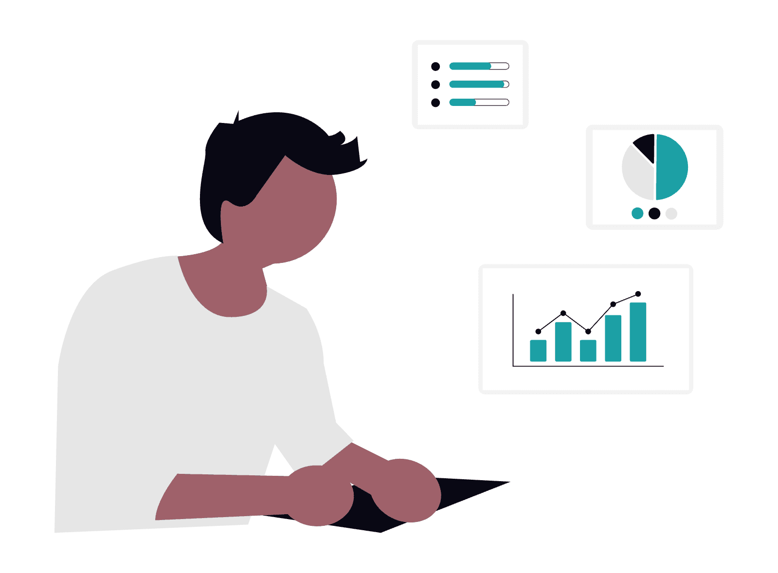 Illustration of man creating report