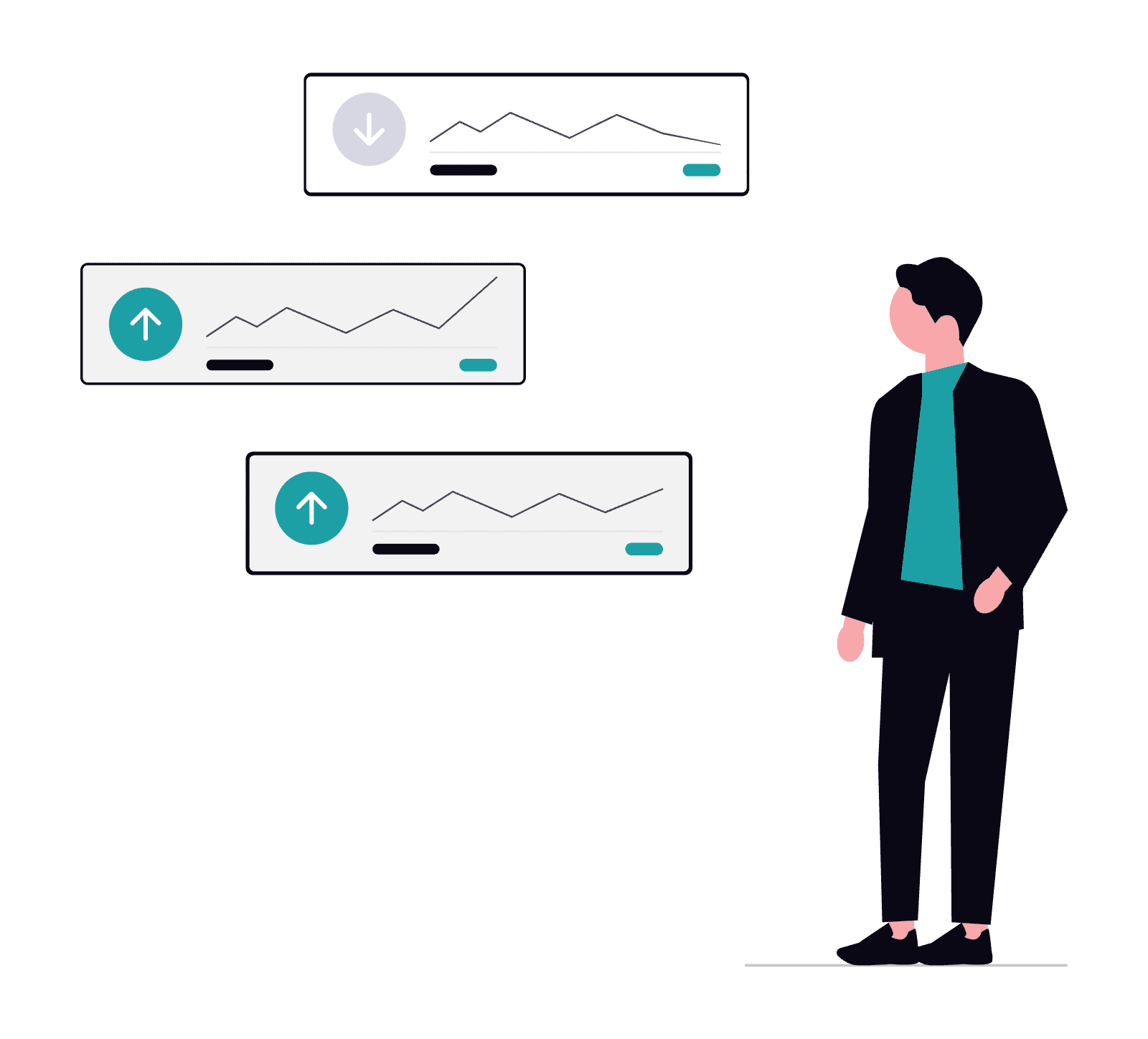 Illustration of man looking at stock